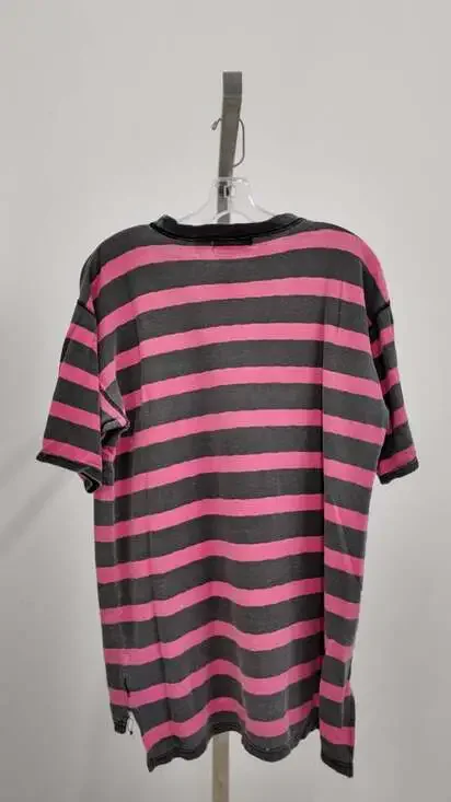 Vintage Maritime Striped Pocket T-Shirt - Pink & Charcoal (L) - Picture 4 of 4